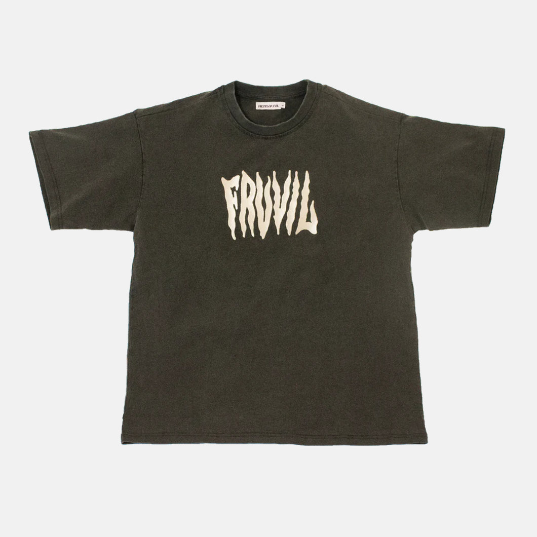 'FRUVIL Acidwash Embroidered Logo' Tee [Black]